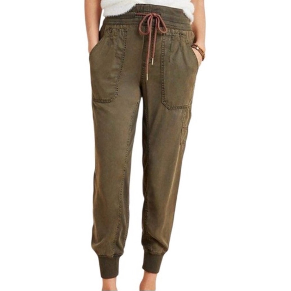 Anthropologie Nomad High Rise Jogger Capri Pants Olive Green XS